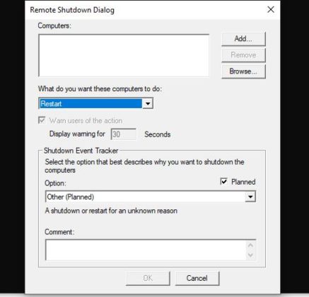 run command to restart computer remotely